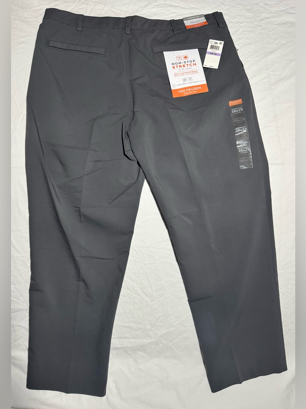 Van Heusen Traveller Non-Stop Stretch Chino Men's Dress Pants - Grey Size 38x29